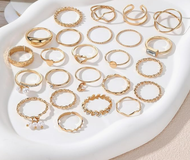ifkm 24 pcs of gold knuckle rings
