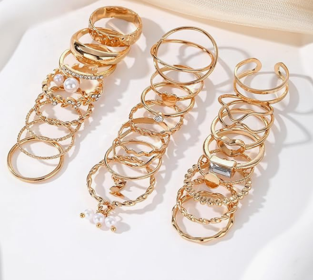 ifkm 24 pcs of gold knuckle rings