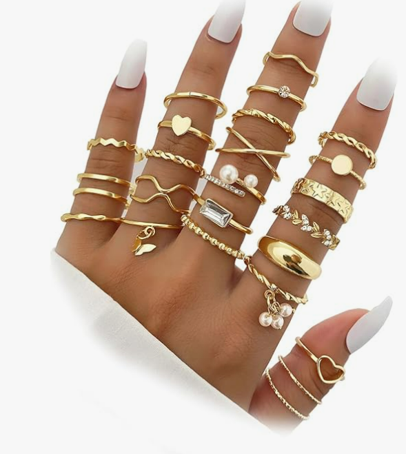 ifkm 24 pcs of gold knuckle rings