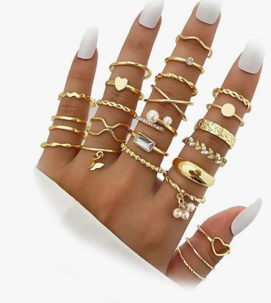 ifkm 24 pcs of gold knuckle rings