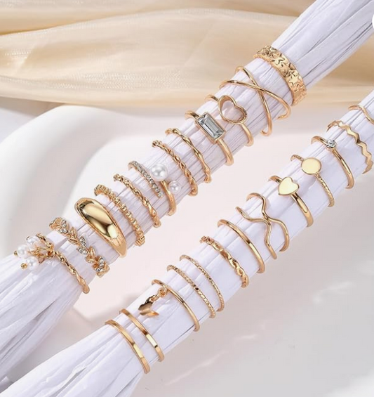ifkm 24 pcs of gold knuckle rings