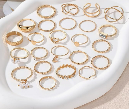ifkm 24 pcs of gold knuckle rings